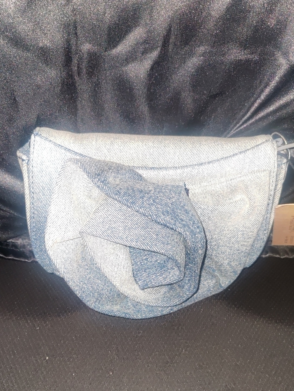 Denim Floral Appliqué Crossbody • Blue Boho Bag • Casual Everyday Purse
